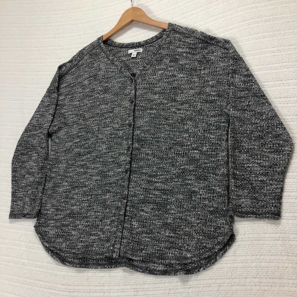 Sonoma Open Front Gray Cardigan Sweater Knit‎ Women's Size XXL